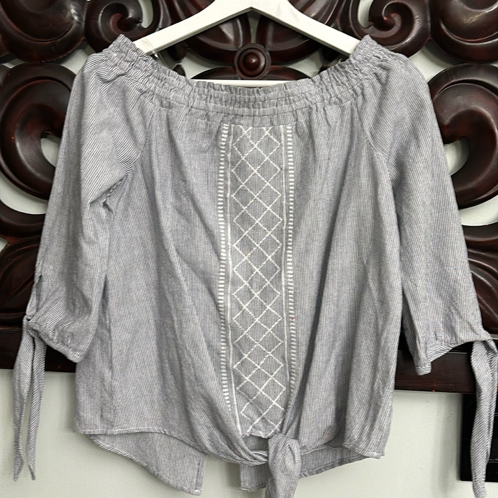 BNWT MELISSA NEPTON Boho Tie Top With Smocking